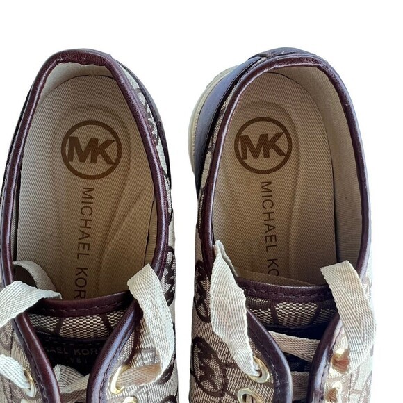 MICHAEL KORS City Sneaker Signature MK Jacquard Brown Size 6.5‎ - Picture 3 of 16